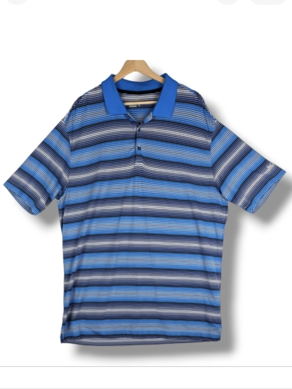 Nike‎ Golf Tour Performance Polo Shirt Large Blue White Striped